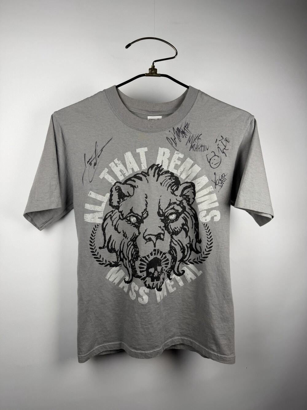 Signed All That Remains Mass Metalcore Band Shirt Autographed Anvil Small 17x25